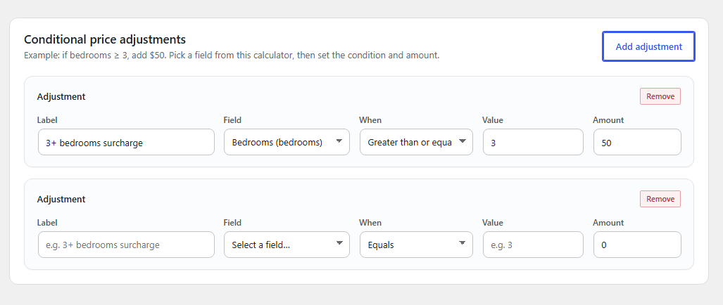 Conditional pricing