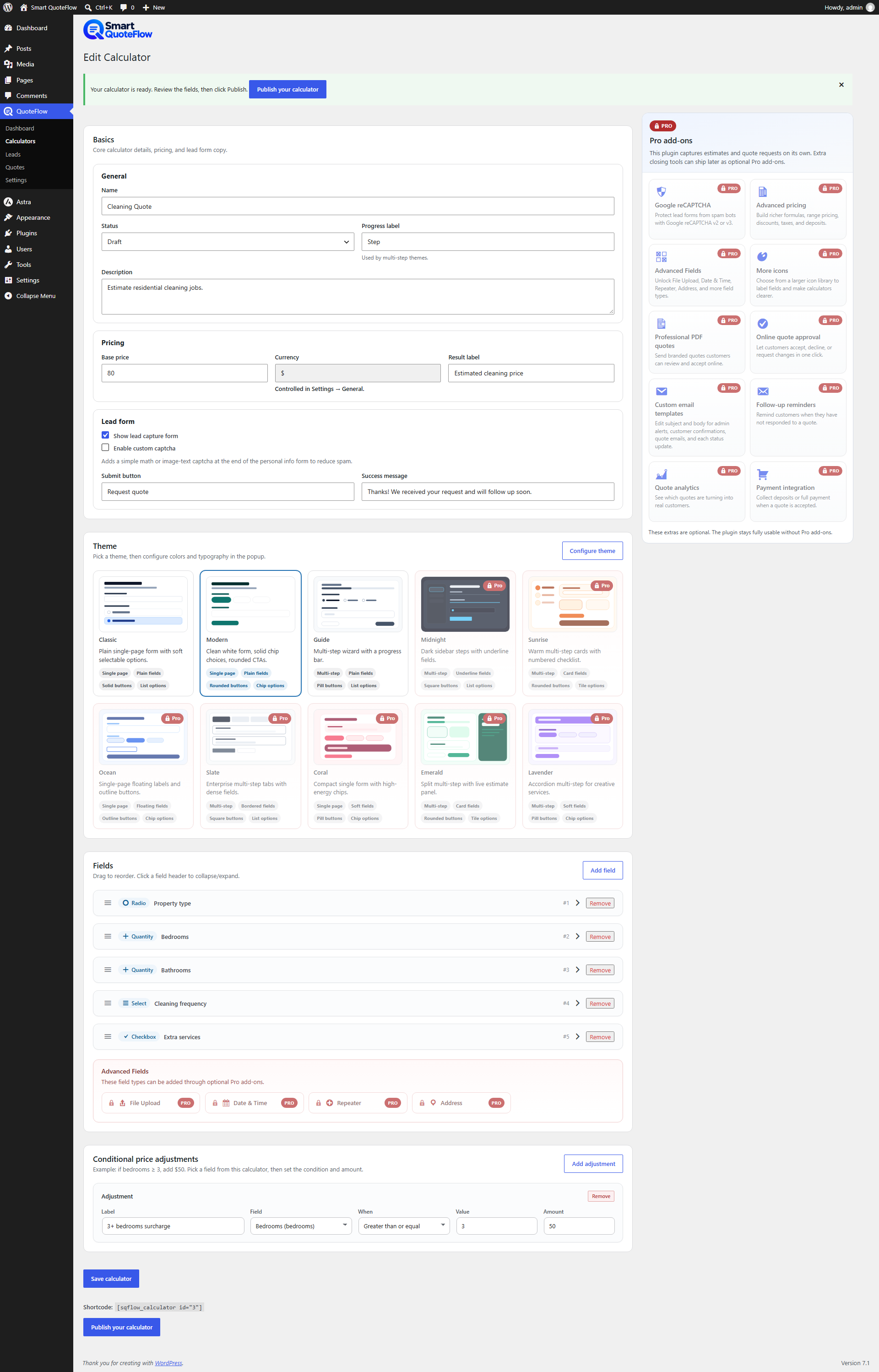 Calculator Edit Page